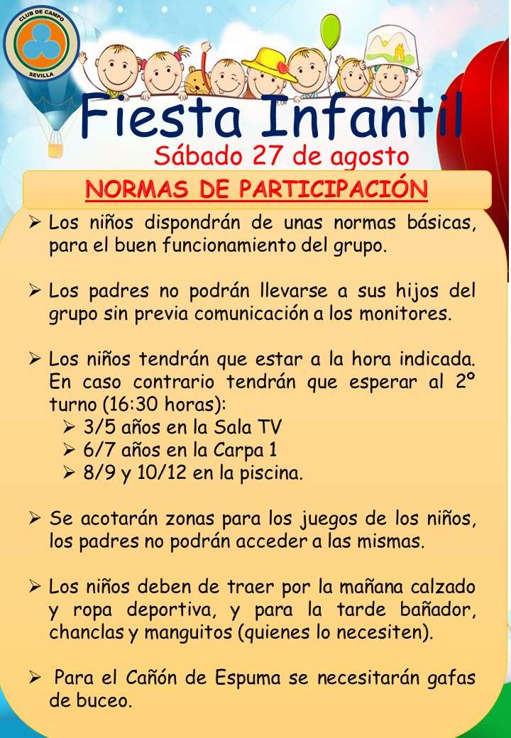 NORMAS DE PARTICIPACIÓN PARA LA FIESTA INFANTIL - CLUB CAMPO SEVILLA